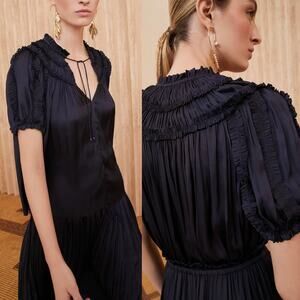 Ulla Johnson Aimee Satin Top Midnight Sz 4